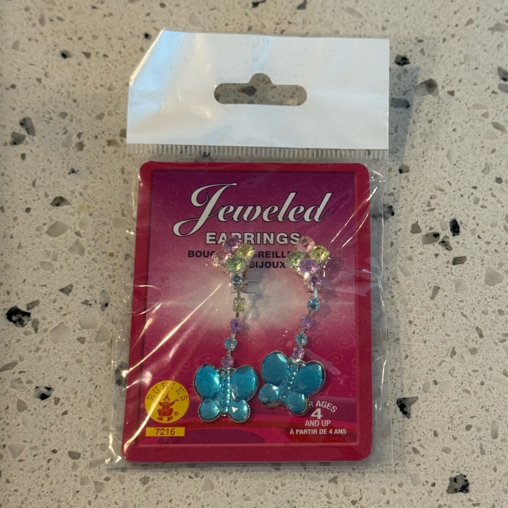 NWT Jeweled Colorful Butterfly Clip-On Earrings